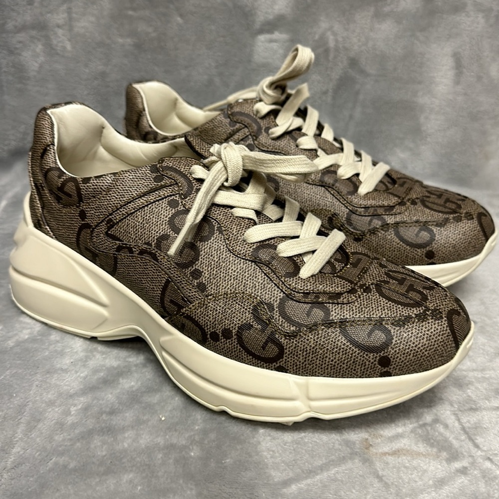 GUCCI Rython Jumbo GG Canvas Sneakers Size 38 - Picture 2 of 11
